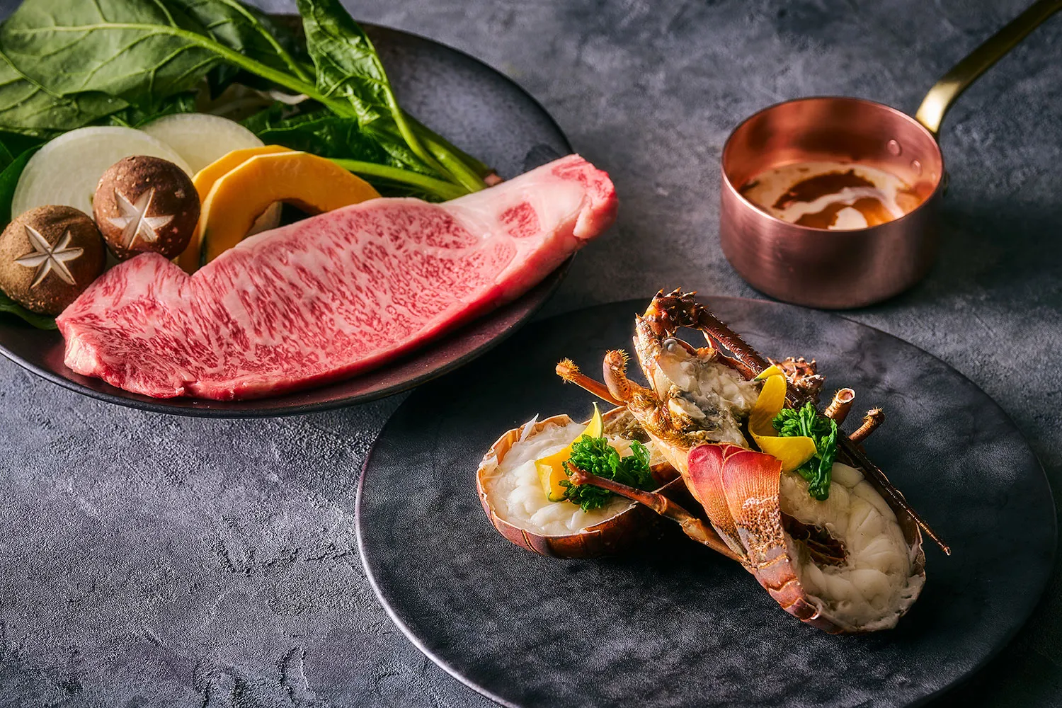 Teppanyaki Spiny Lobster and Wagyu Beef Steak Course