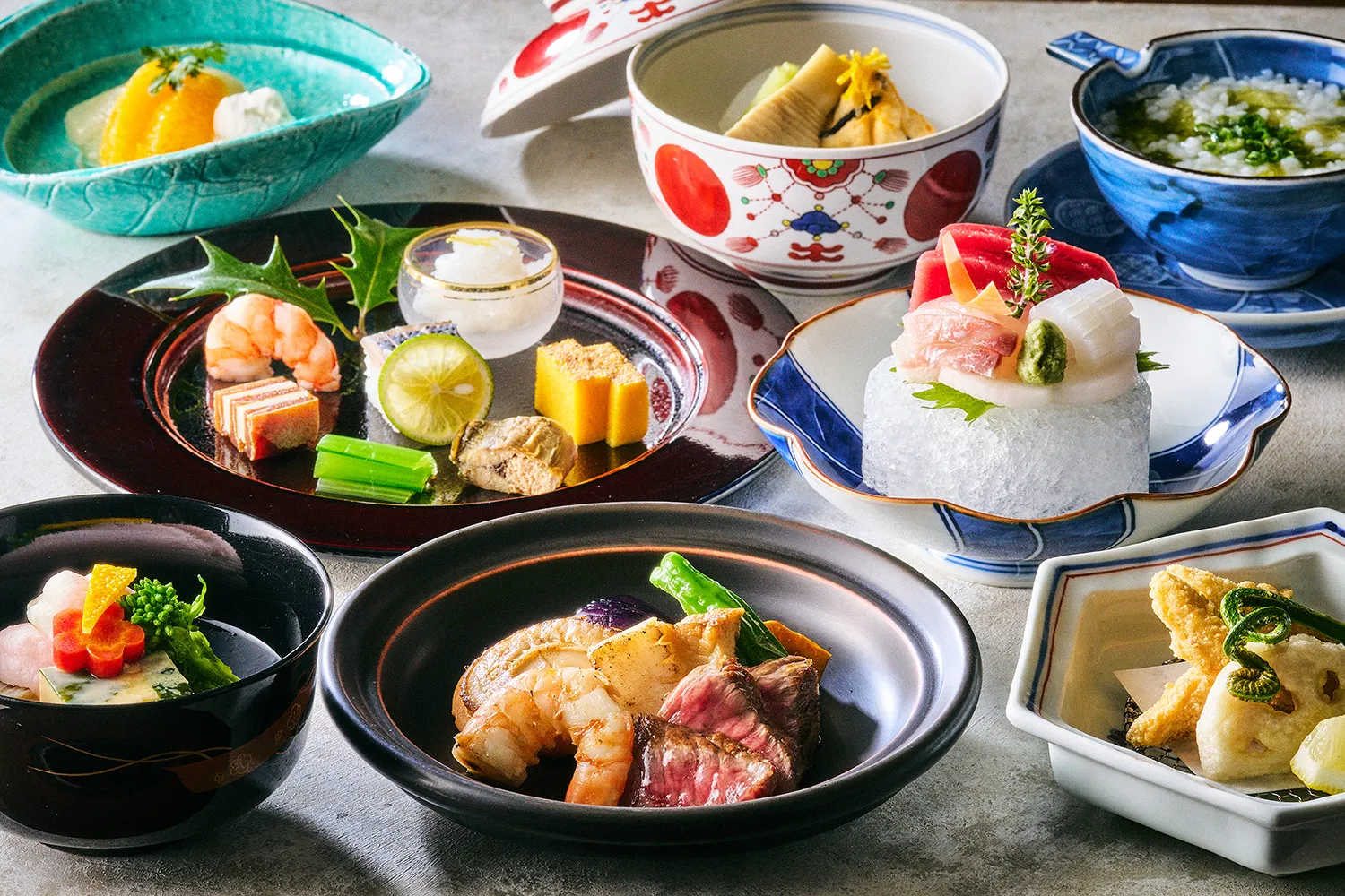 >和牛と海鮮陶板焼の会席