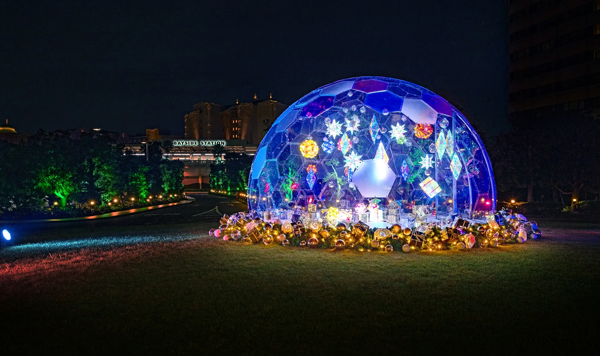 正面入り口前芝生ドーム装飾